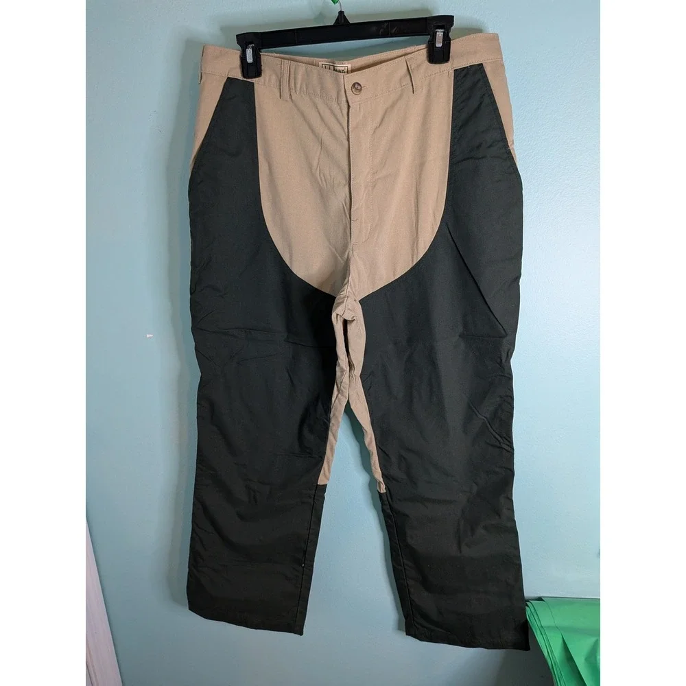 Vintage LL Bean Upland Hunting Pants Mens 36x29 Tan Green Made in USA Nylon J122